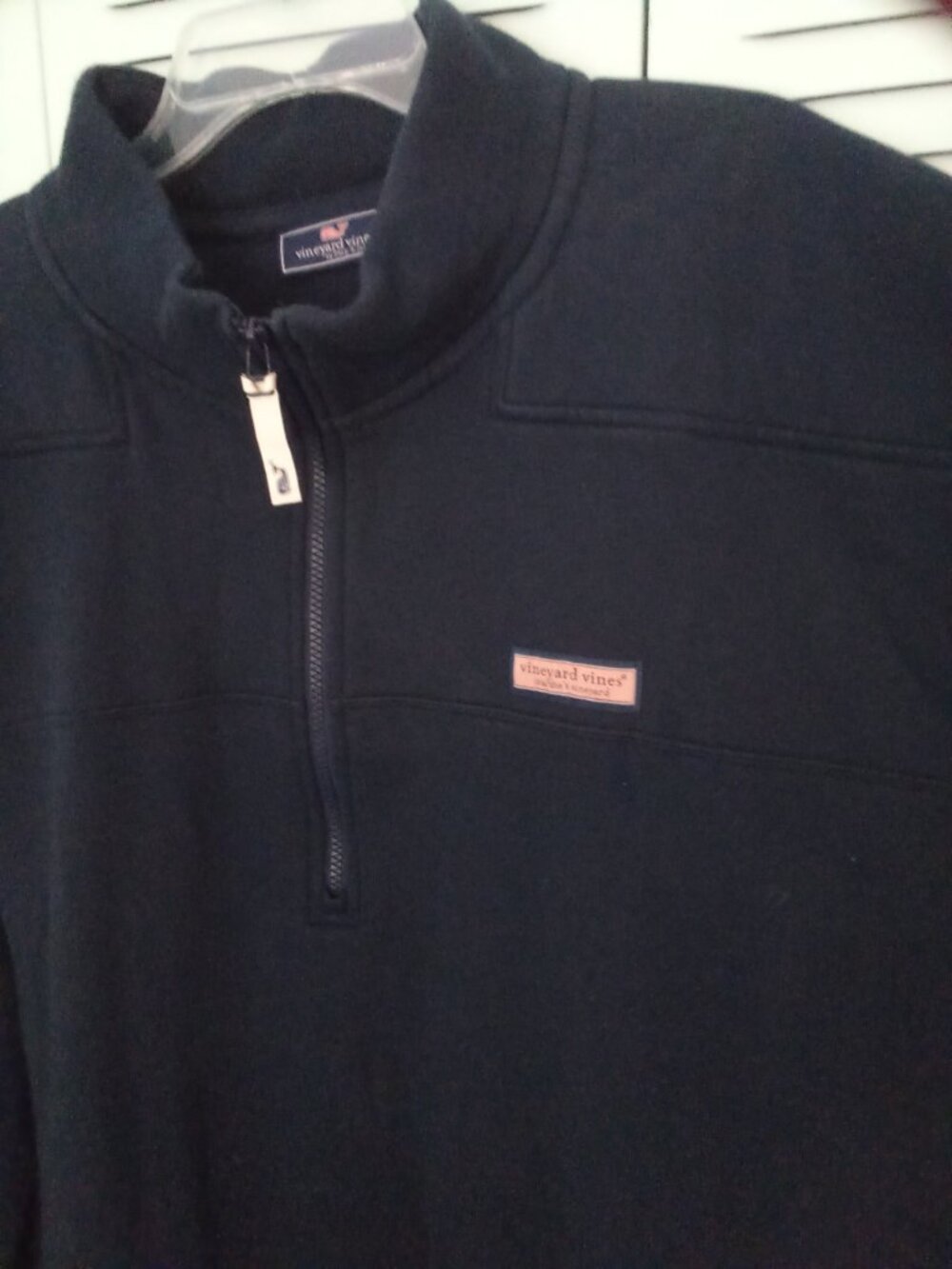 VINYARD VINES by SHEP & IAN 4XLT NAVY 1/4 ZIP COTTON SWEATSHIRT RIBBED COLLAR - Picture 5 of 11